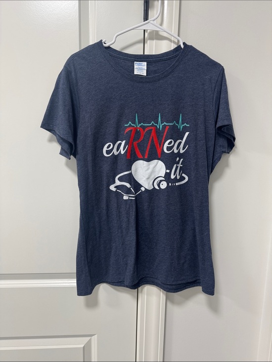 Tops - eaRNed It Navy Short Sleeve Nursing Graphic Tee
